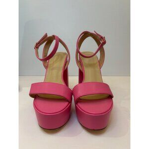 Scoop Women's Ankle-Strap Platform Chunky High Heel Hot Pink Sandals (Size 7)